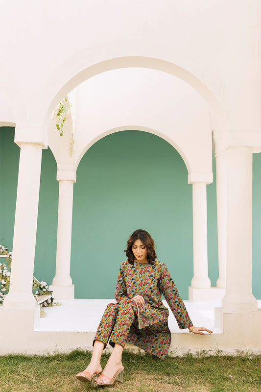 Sumaira all over capri - 2 Piece linen 046